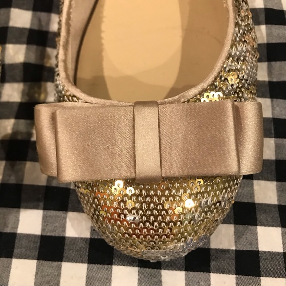 Kate Spade Glitter Gold/Silver Flats. GUC. Sz. 8 - Picture 5 of 9